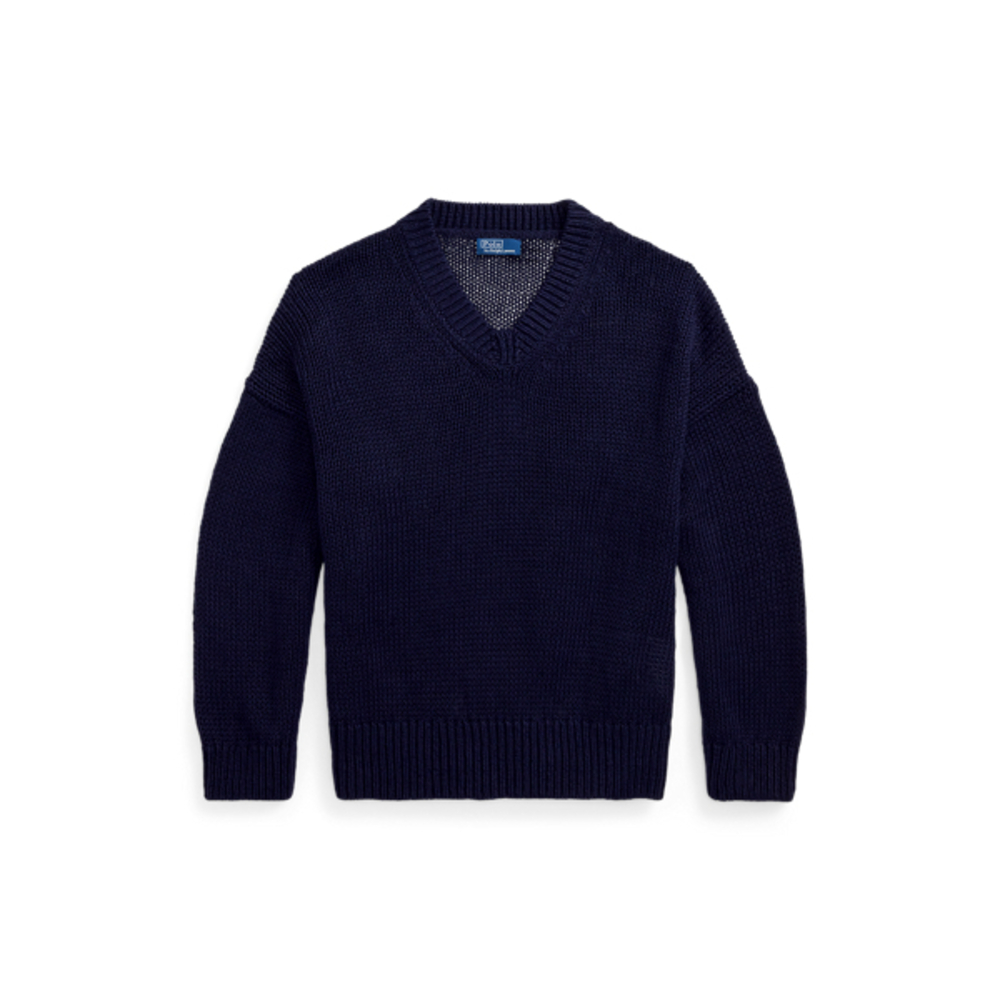 Linen-Cotton V-Neck Sweater